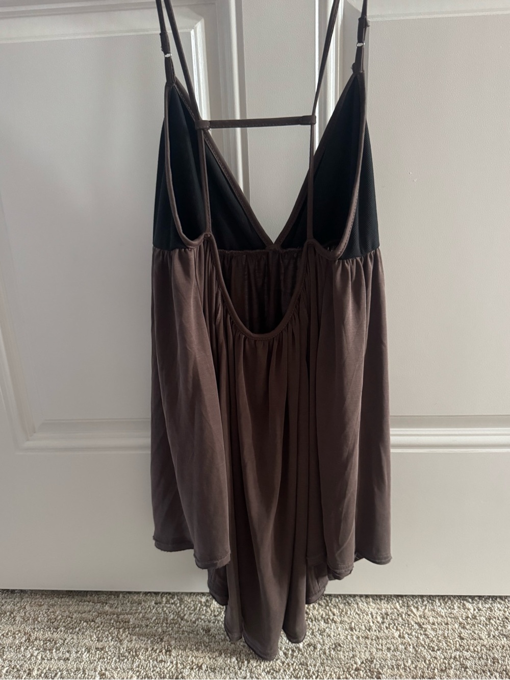 FREE PEOPLE TRIXIE STRAPPY TUNIC TOP BROWN BLACK LG - Picture 8 of 8